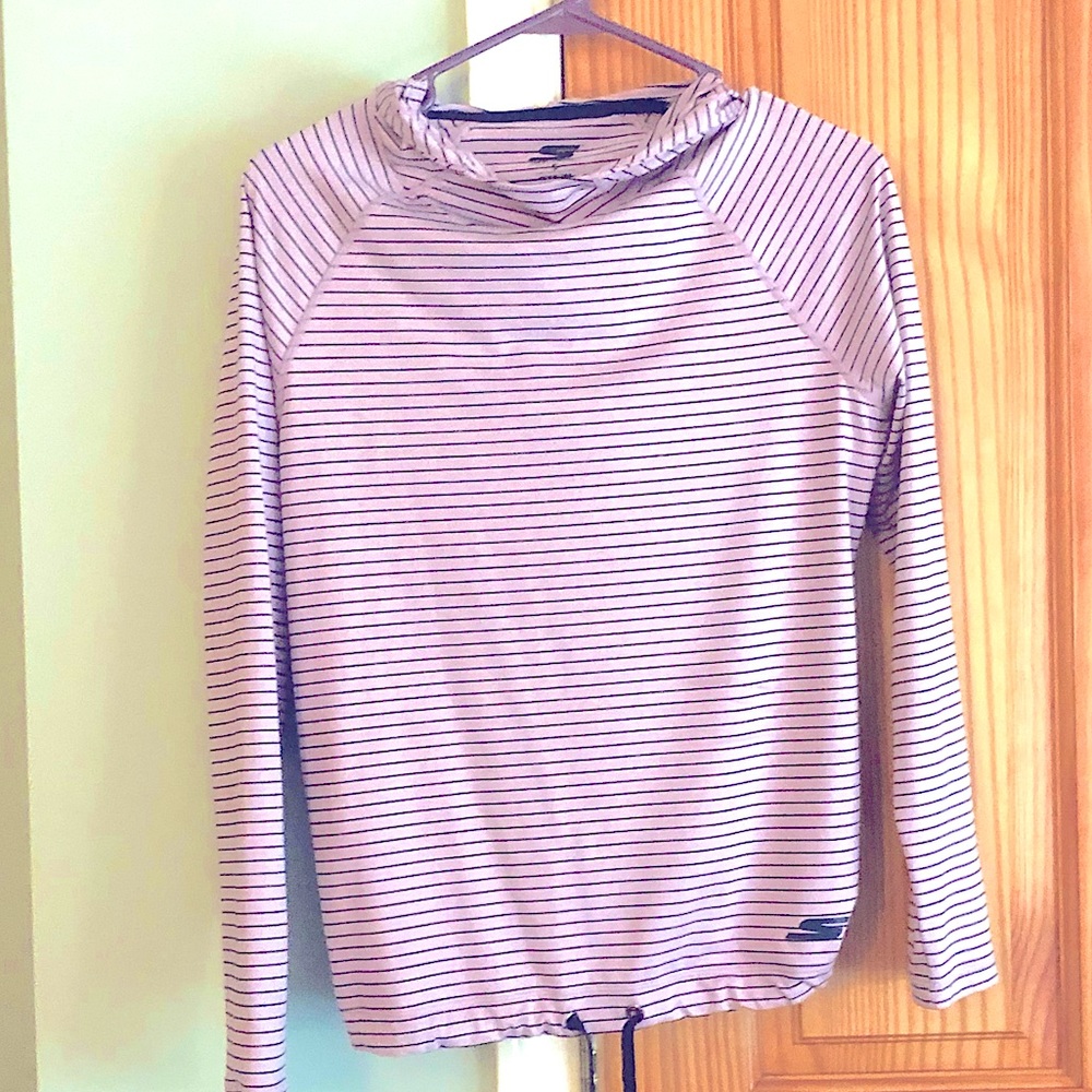 Skechers size small pink with black stripes hooded